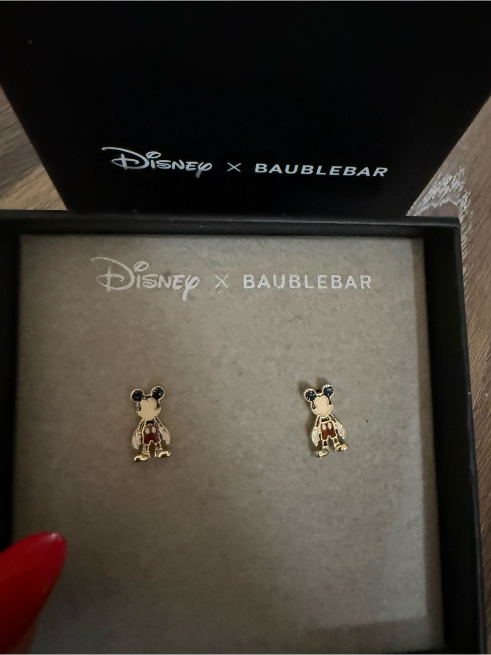 BaubleBar X Disney Gold Mickey Mouse Stud Earrings - Black & Red